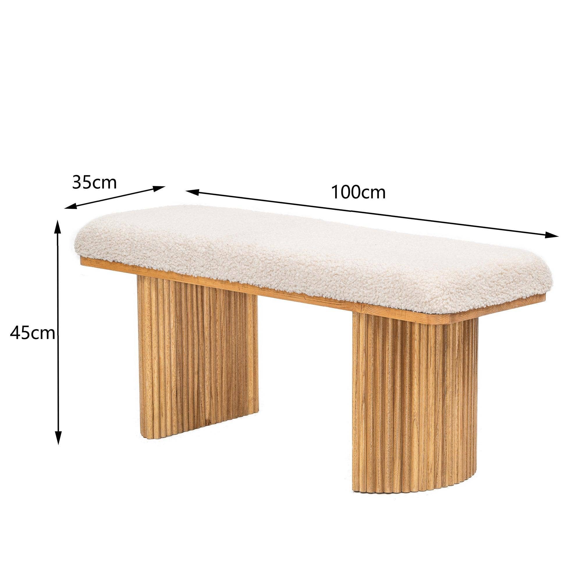 Nordlys - Wholesale Bench - PIREUS Solid Wood and White Bouclé Bench3
