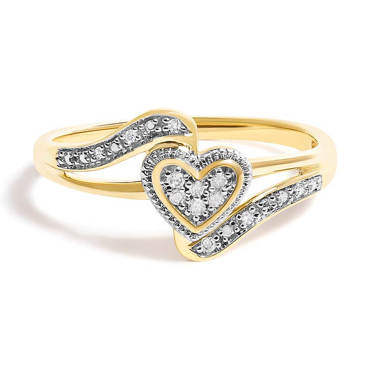 Anello di promessa a cuore in filigrana con accento di diamante in oro giallo 10K per la vendita all'ingrosso da parte di Infinite Jewels