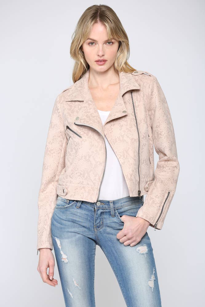 snake print moto jacket