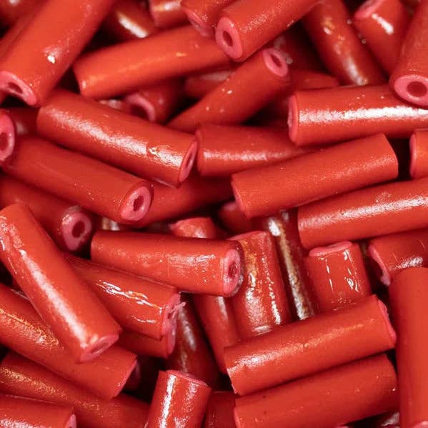 Sweetish- Swedish Candy Wholesale - Wholesale Licorice - Toms Raspberry Filled Red Licorice Logs 6.6lbs