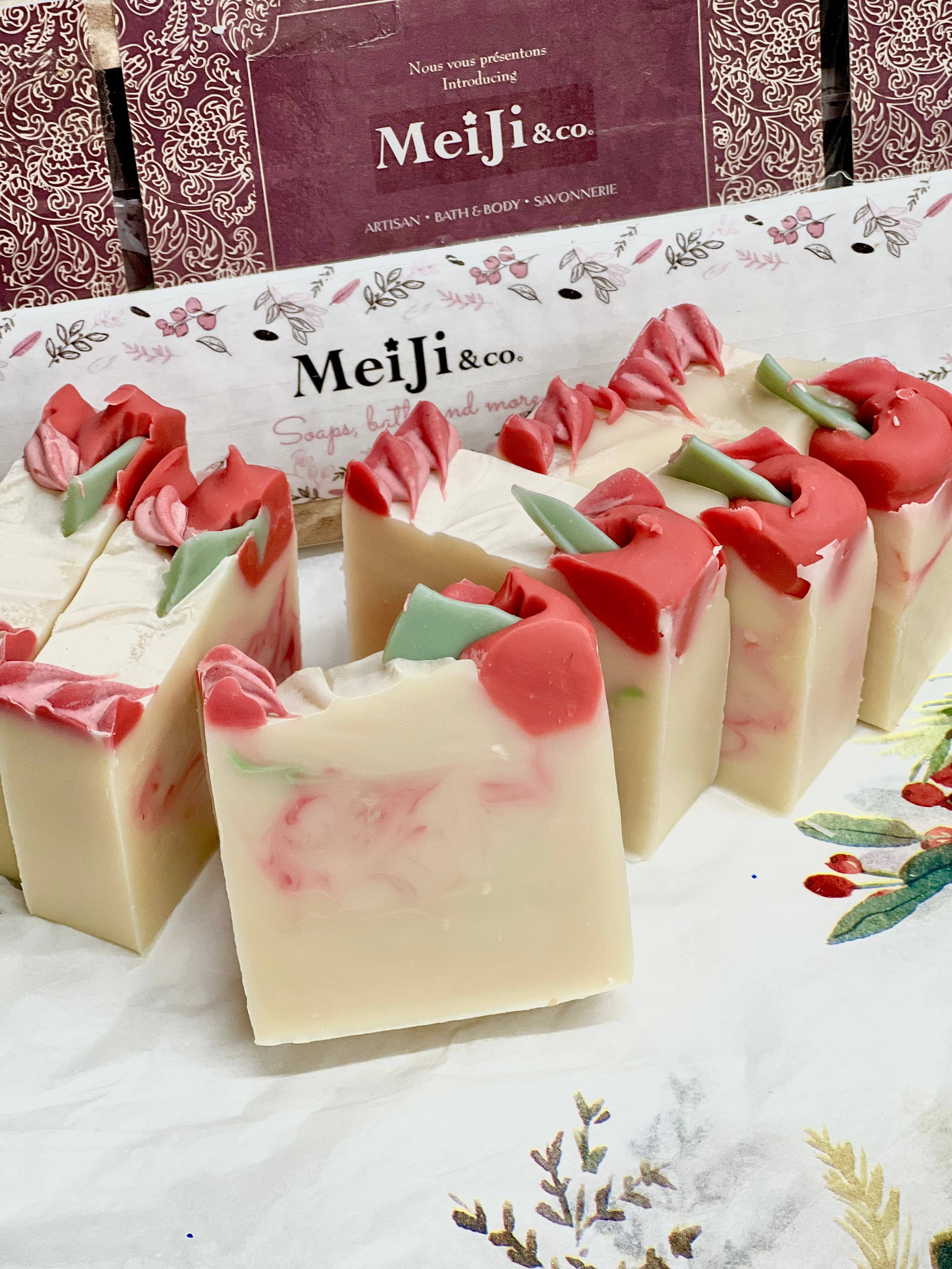MeiJi & co. - Wholesale Bar Soap - Spiced Rum Cranberry Soap: A Festive Twist for Cozy Evenings3