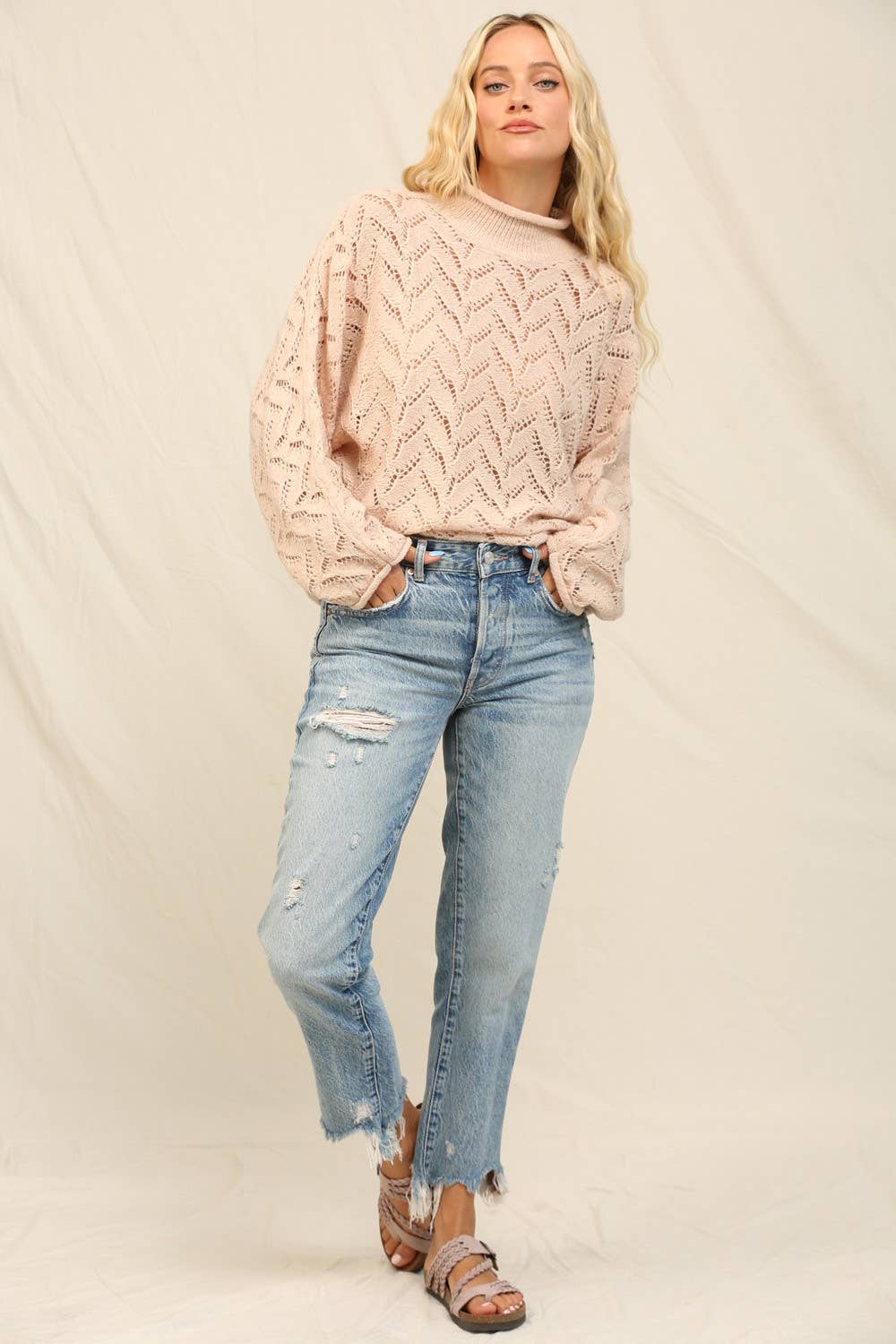 KyeMi - Wholesale Knit Sweater - Women's - An Openwork And Cable Knit Oversized Sweater10