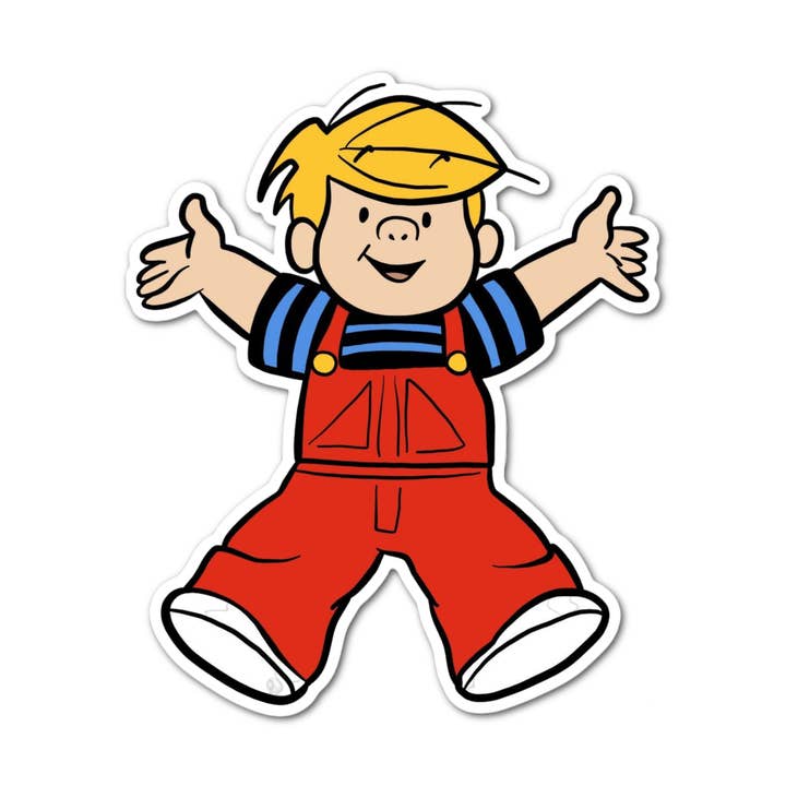 Dennis the Menace Nostalgic Cartoon laminated sticker for wholesale by Jazzy Pop Stickers