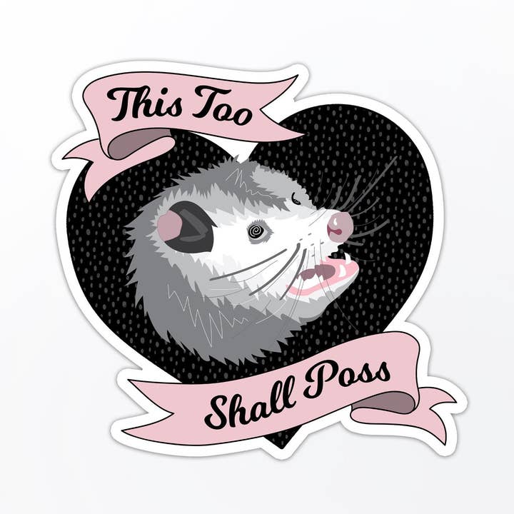 Wise Possum Sticker - 3" x 3" - Cute Heart Opossum for wholesale by BoyPilot Goods