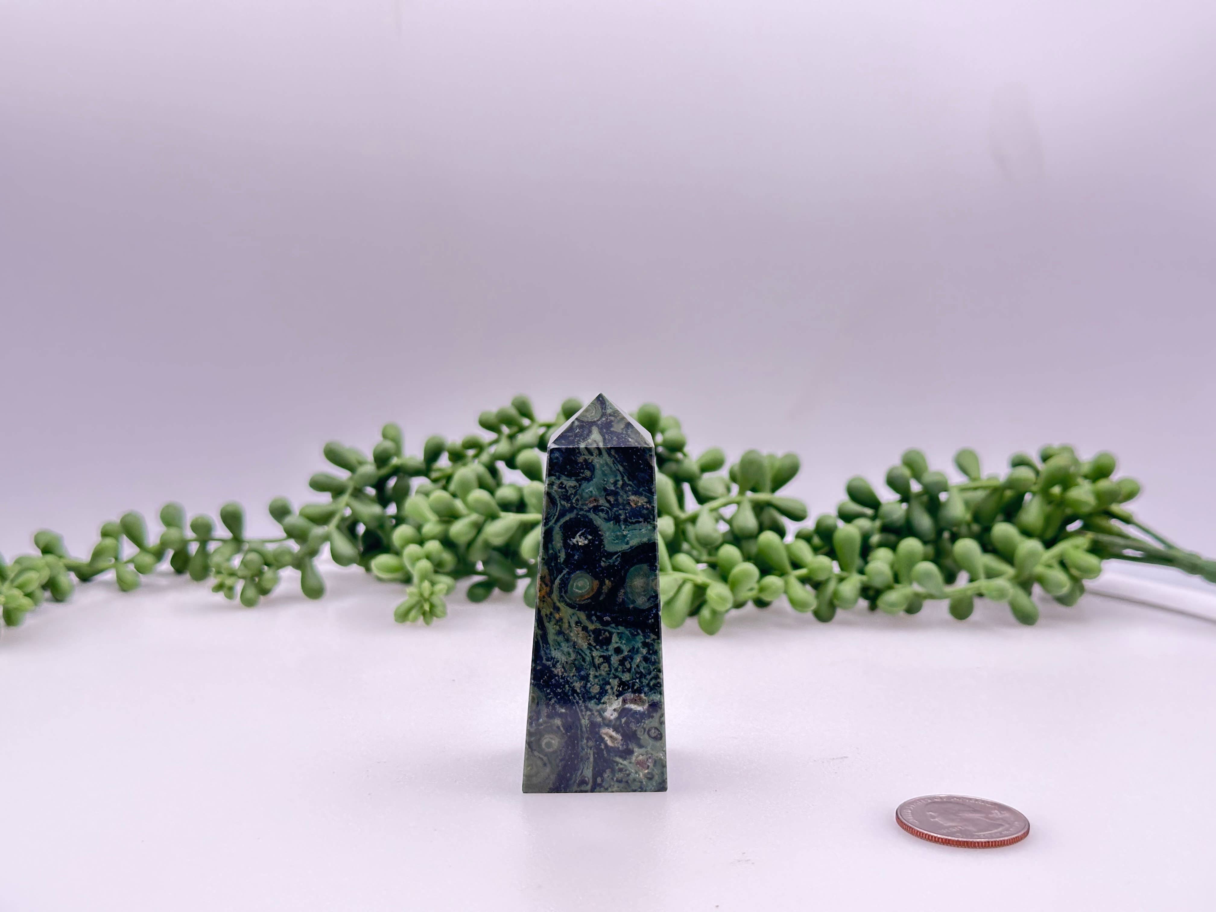 Meraki Gemstones - Wholesale Spiritual Stone/Crystal - Kambaba Jasper Gemstone Tower Obelisk 4 Faceted 7.5CM Aprox1