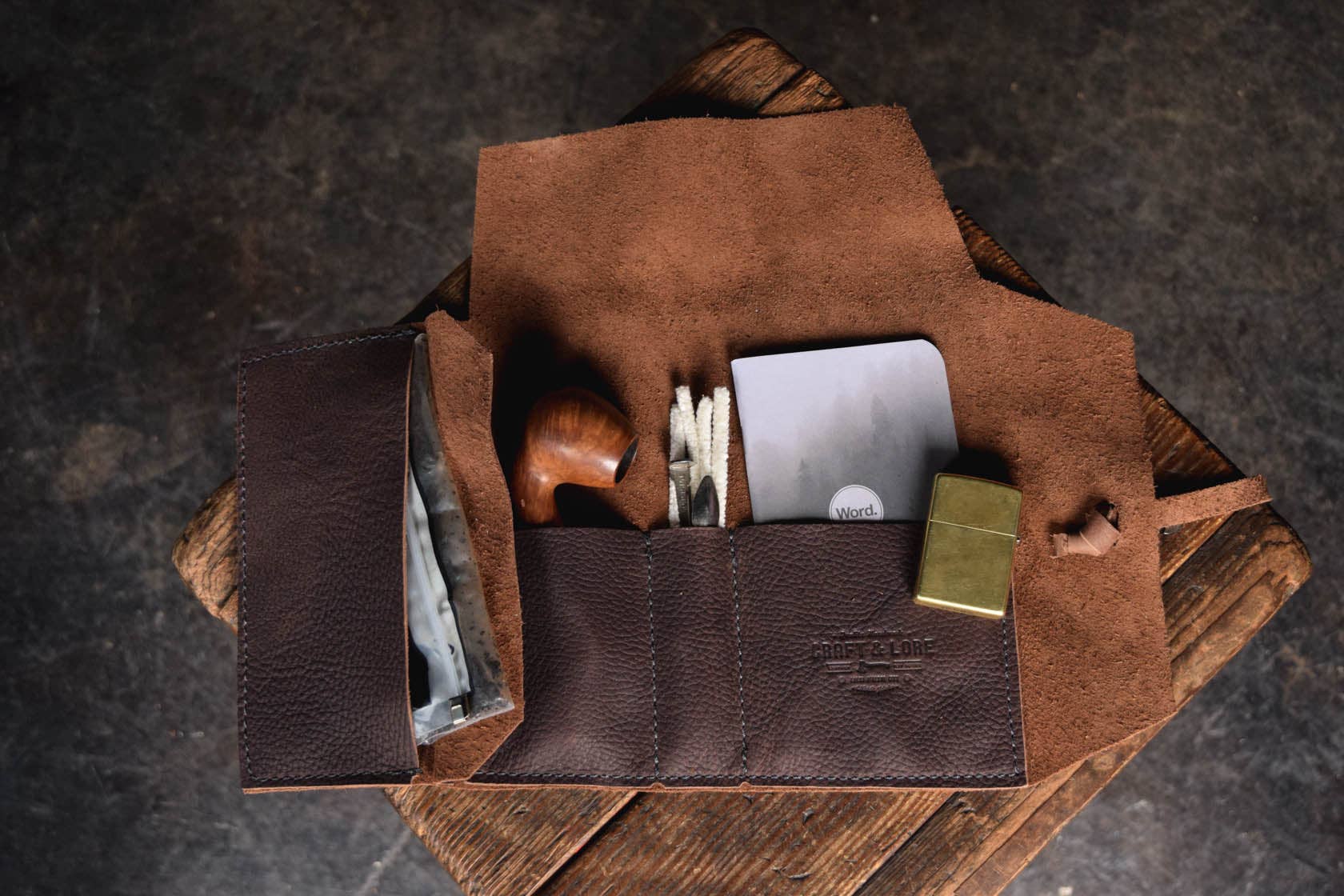 Craft and Lore - Wholesale Humidor/Cigar Accessory - Rustic Leather Pipe Roll5