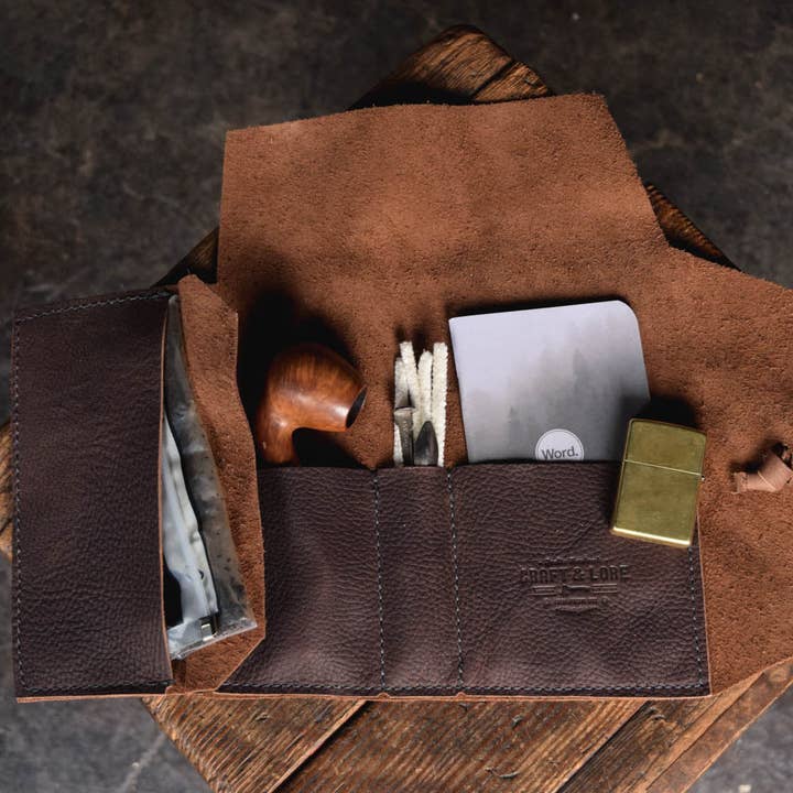 Craft and Lore - Wholesale Humidor/Cigar Accessory - Rustic Leather Pipe Roll5