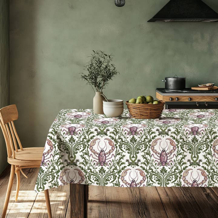 Tovaglia 100% Lino Stampa Aragosta Decorazione da tavola Nautica per la vendita all'ingrosso da parte di NorraVilla