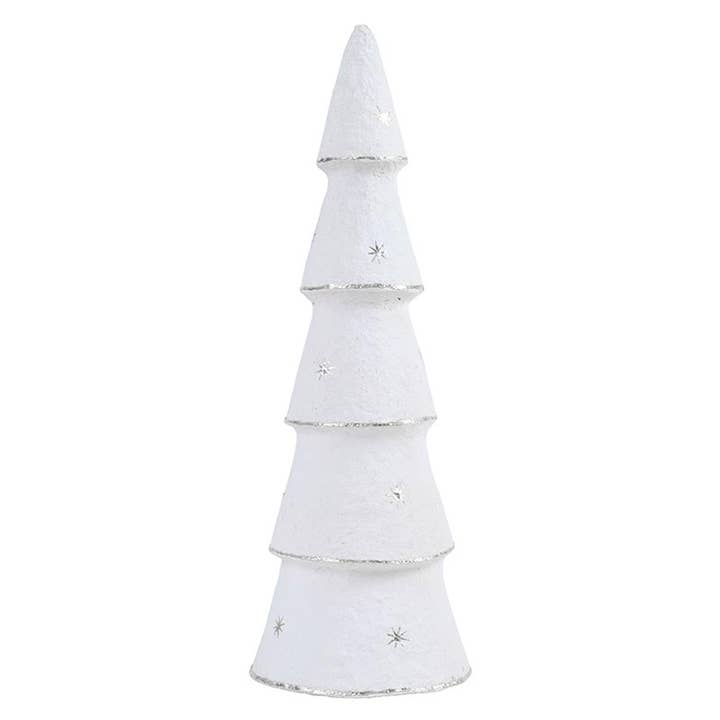 Paper-Mache Tree - White Silver Stars - Set of 3 for wholesale by Santa Barbara Design Studio by Creative Brands