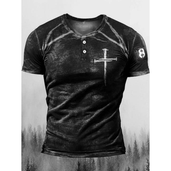 Men's Vintage Front Buttoned T-Shirt for wholesale by Tourtiwi