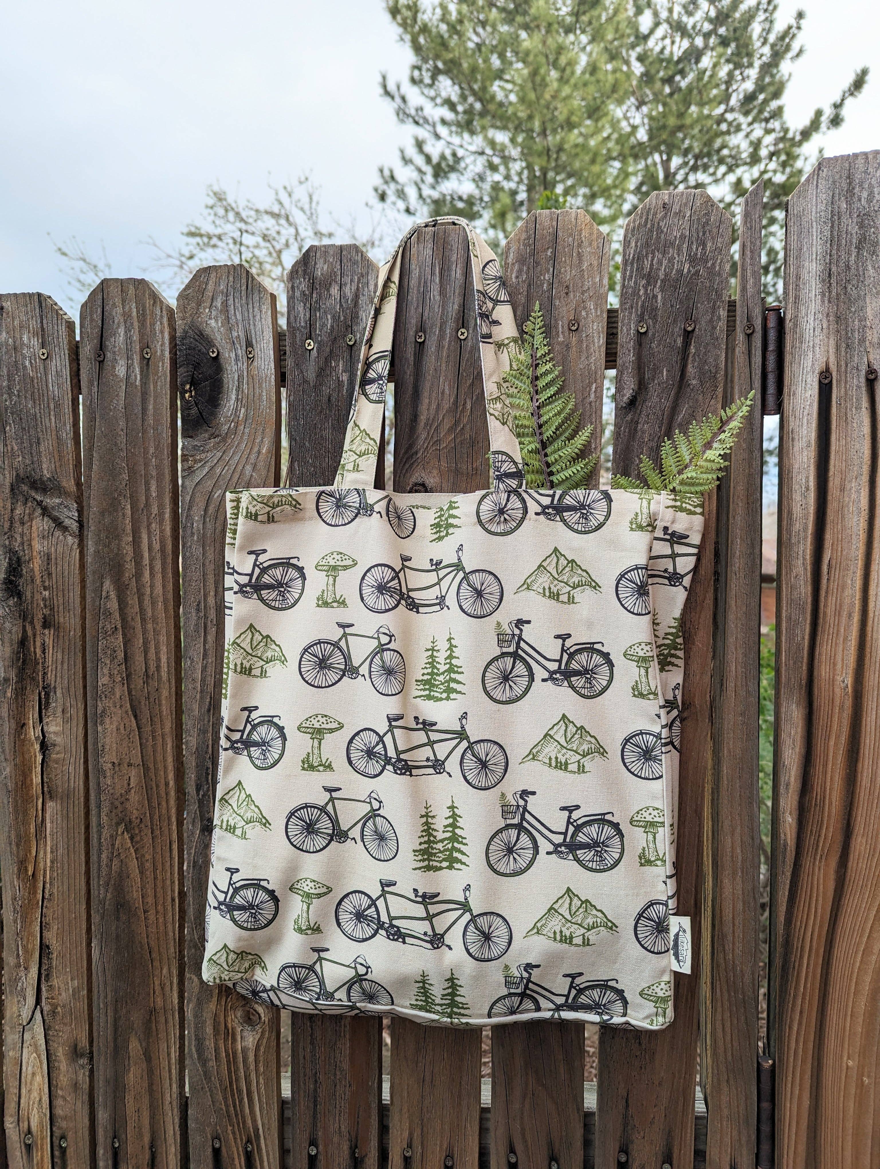 ilikesara | art + goods - Wholesale Tote Bag - Women's - tote bag | bicycle adventure - patterned screenprinted nature tote4