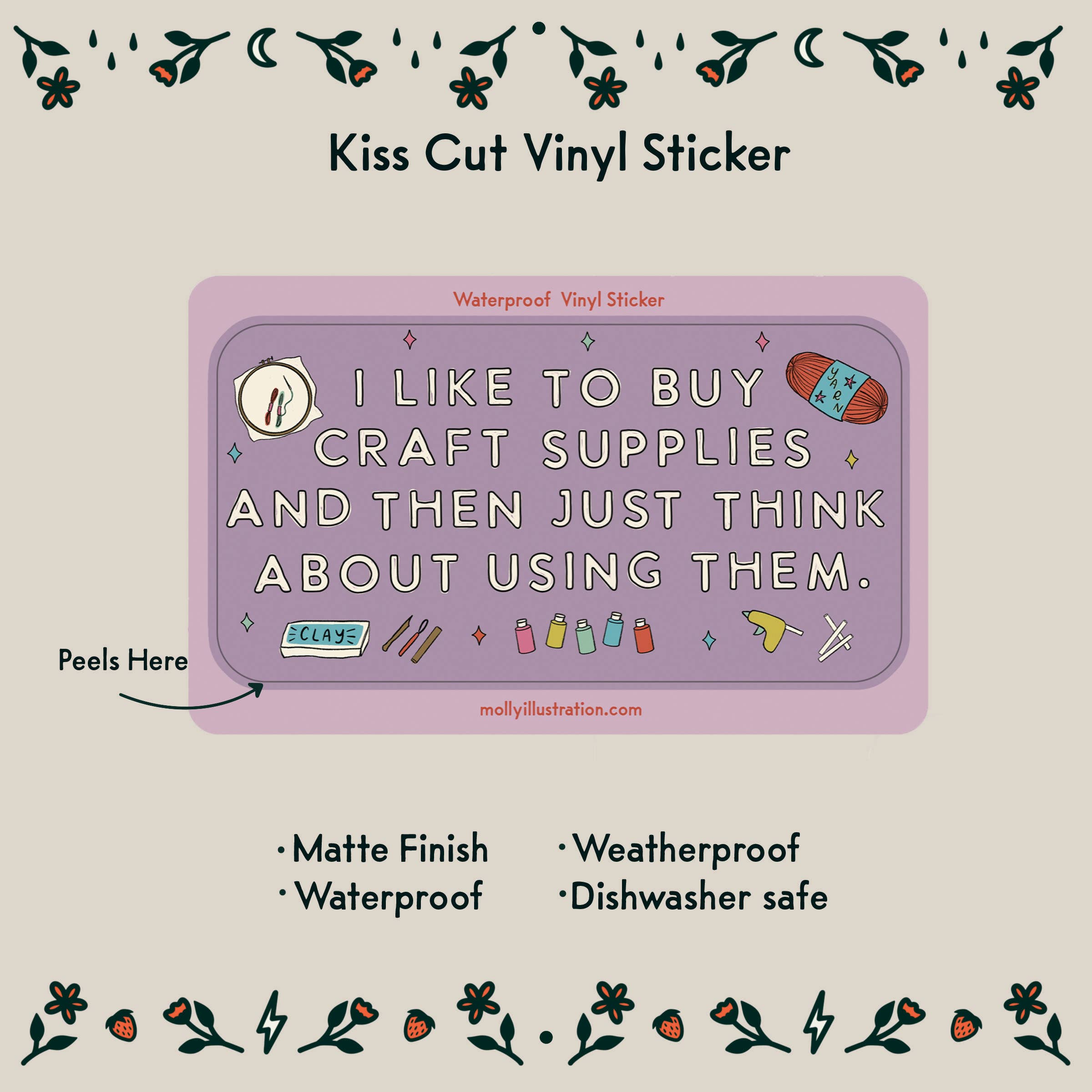 Molly Illustration - Wholesale Sticker - I Like to Buy Craft Supplies Waterproof Vinyl Sticker1