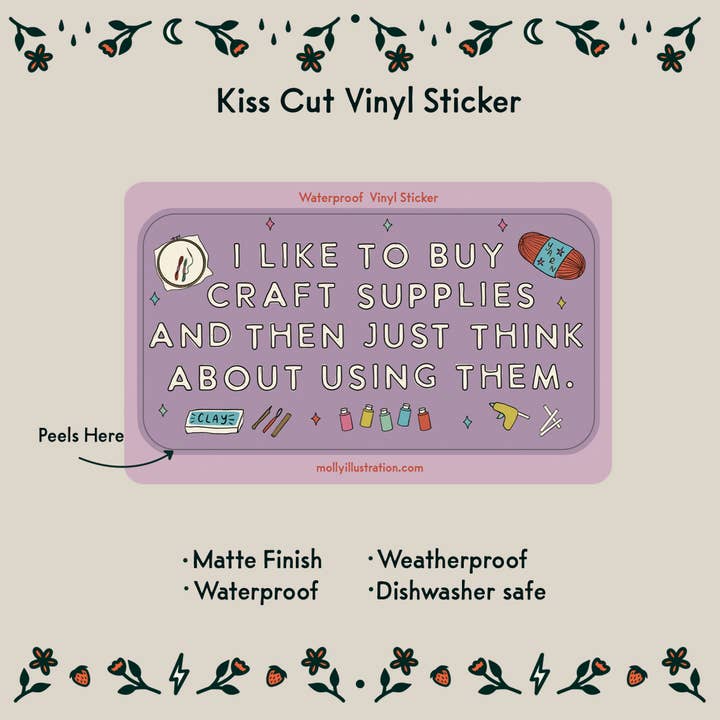 Molly Illustration - Wholesale Sticker - I Like to Buy Craft Supplies Waterproof Vinyl Sticker1