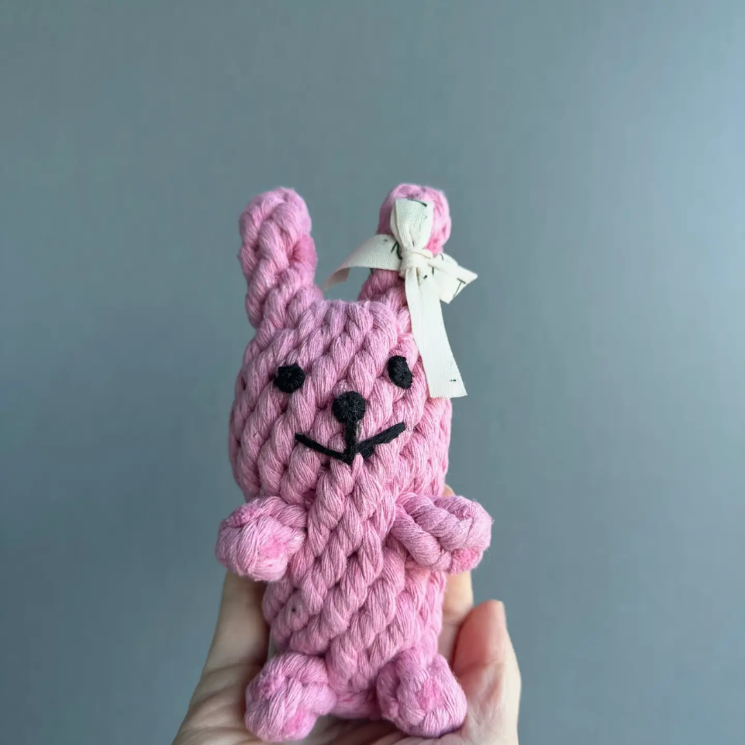 Monli Handcrafted Pet Toys – wholesale Leksak - Katt och hund – Rosa kanin husdjursrepleksak | Hund- och kattrepeleksaker3