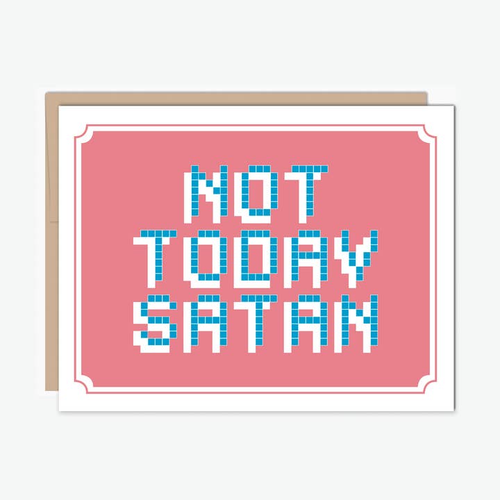 Tarjeta de felicitación moderna de punto de cruz "Hoy no, Satanás" para venta al por mayor de NorthHouse Creative Co.