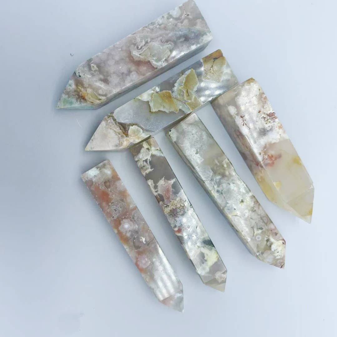 Crystal Deal· Wholesale Crystals & Gifts - Vente Plaques de charge pour cristal - Tour d’Agate Sakura polie – Cristal pointu 5–10 cm1