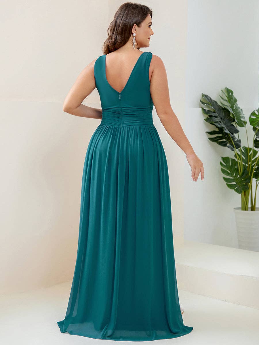 Ever-Pretty - Wholesale Formele jurk - Dames - Maxi avondjurk in plusmaat met dubbele V-hals12