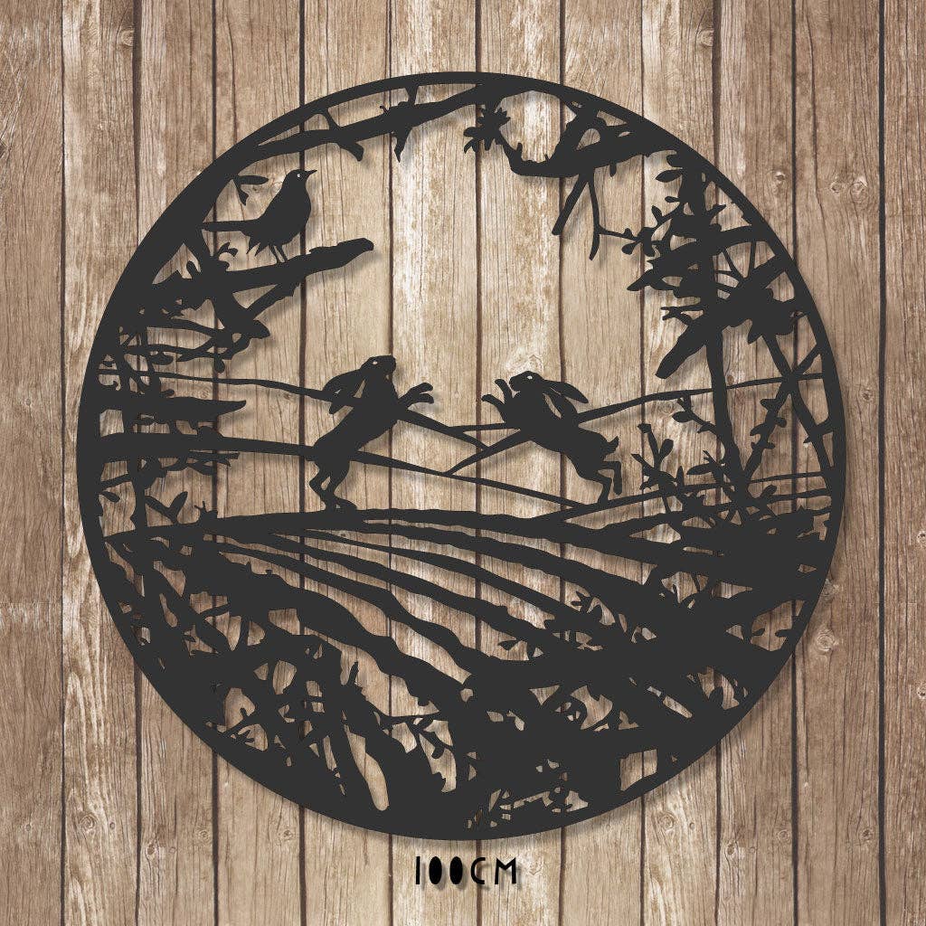 RAL 8019_Gris oscuro Decoración mural - Liebres boxeando en un campo de venta al por mayor en Faire4