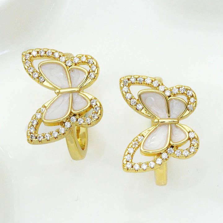 CZ Mother of Pearl Butterfly Adjustable Ring, Sku#LD264 for wholesale by BestBeads&Beyond