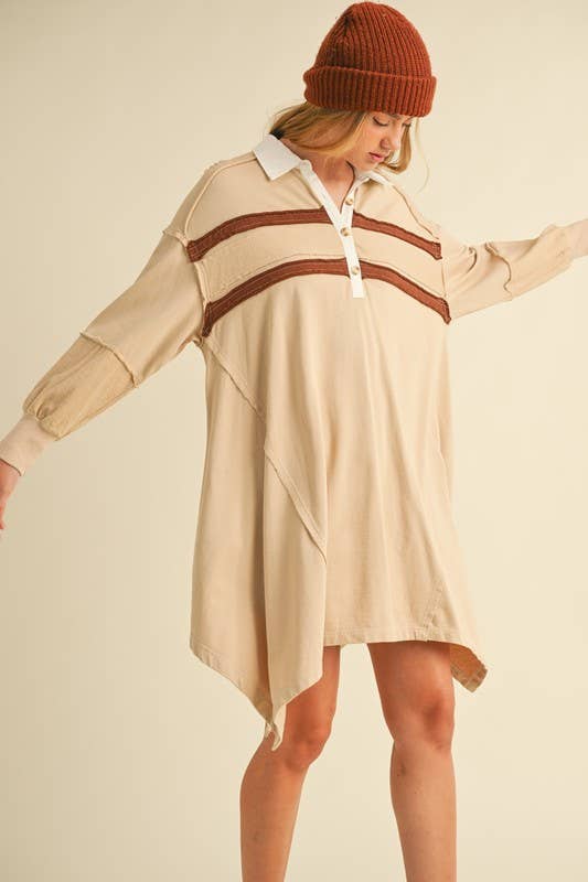 Heyson - Vendita all'ingrosso Vestito - Donna - [FULL SIZE RUN] Abito polo con orlo asimmetrico LD10691