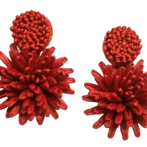 Status Collections - Wholesale Dangle earrings - Coral Raffia Floral Earring0