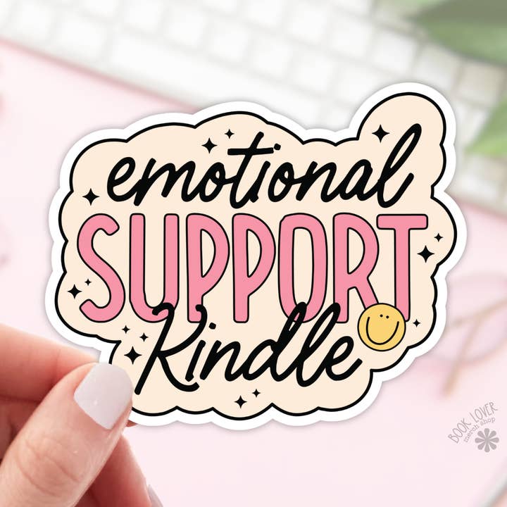 Emotional Support Kindle Stickers / Bookish Stickers for wholesale by Book Lover Merch Shop