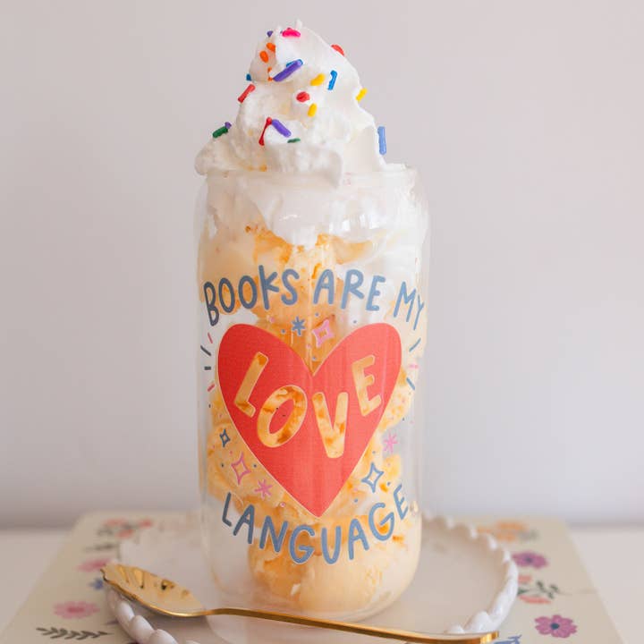 Books Are My Love Language Glass Can for wholesale by Pippi Post