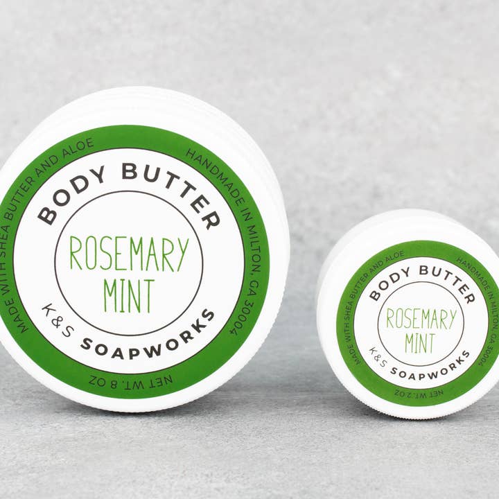 8oz Rosemary Mint Body Butter for wholesale by K&S Soapworks