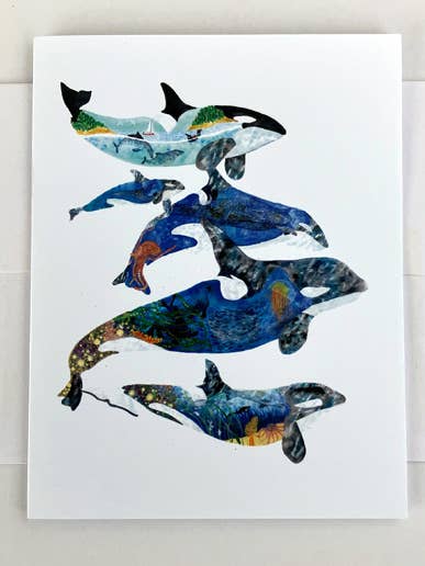 CARTE-NOTE SUR L'HABITAT MARIN DES ORQUES ET DES SALISH pour la vente par Jill Bliss Artwork