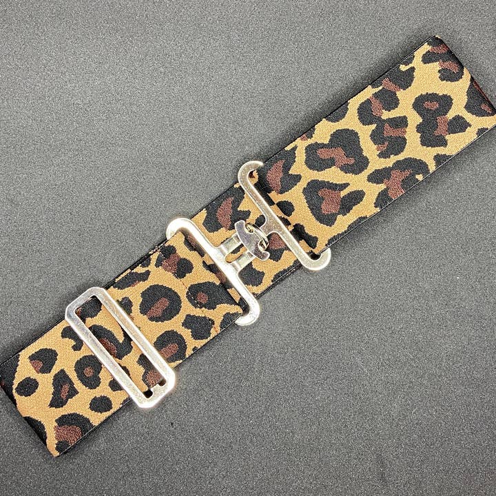 2 „Equestrian Surcingle Elastisk Bælte - Cheetah Leopard for engroshandel hos Benny Bows