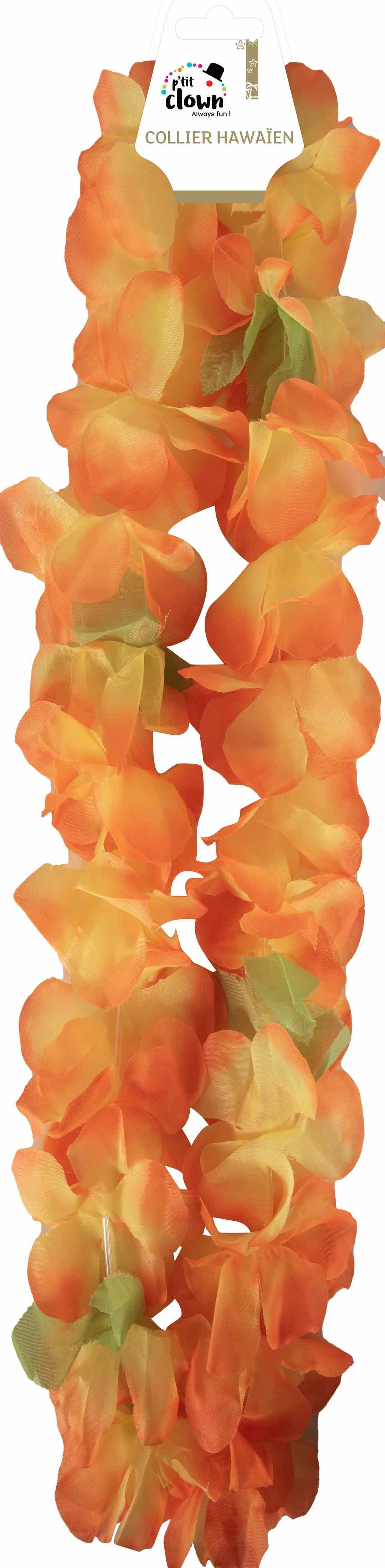 P'tit Clown - Wholesale Costume - Women's - Hawaiian Necklace with Large Two-Tone Flowers6