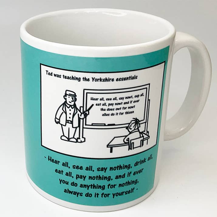 Hear all, see all comical yorkshire mug for wholesale by Character Shop