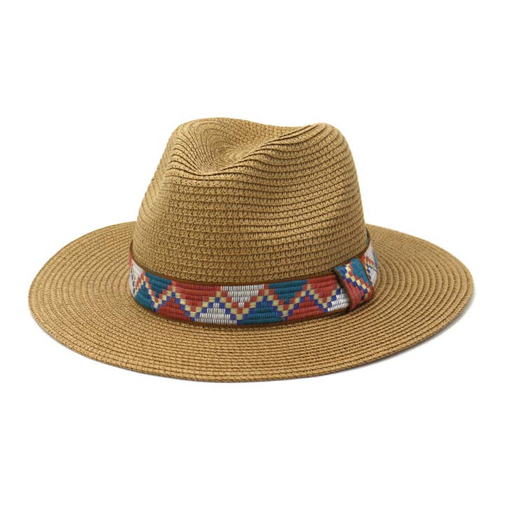 Straw Cowboy Hat with Floral Hatband - JONU for wholesale by LoveLina