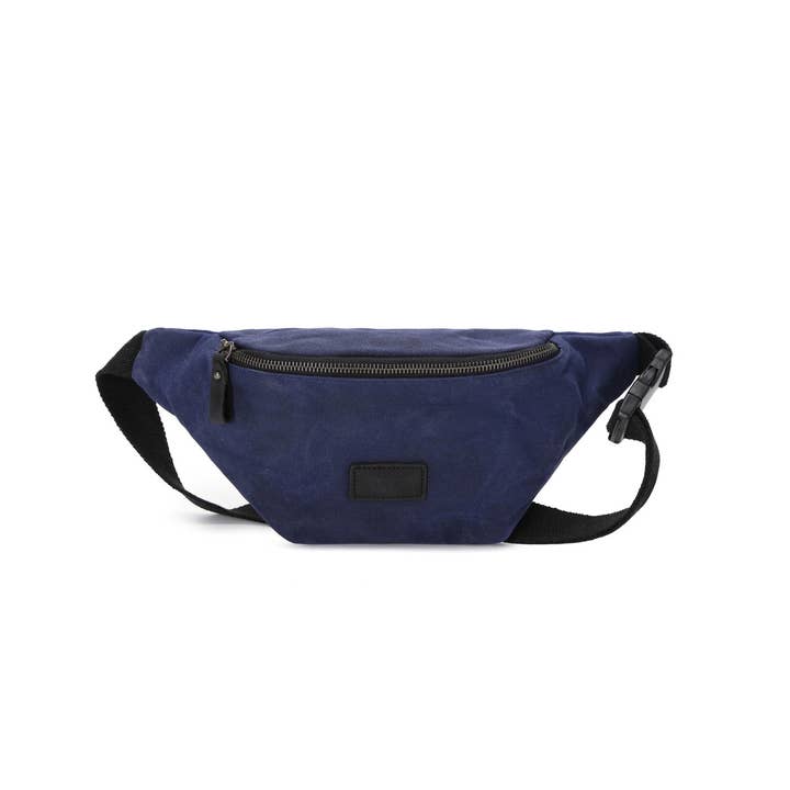 TIM - Fanny pack i äkta läder och belagd canvas - Blå för wholesale av apocope.paris