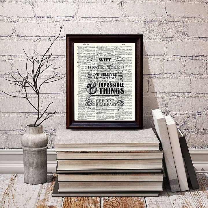 Fresh Prints of CT - Wholesale Art Print - Impossible Things Quote Dictionary Print2