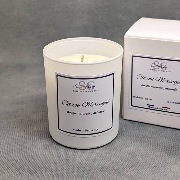 Naturligt doftljus Citronmaräng, Clean-formulering för wholesale av Sarl SdG / Souffle de Gaïa