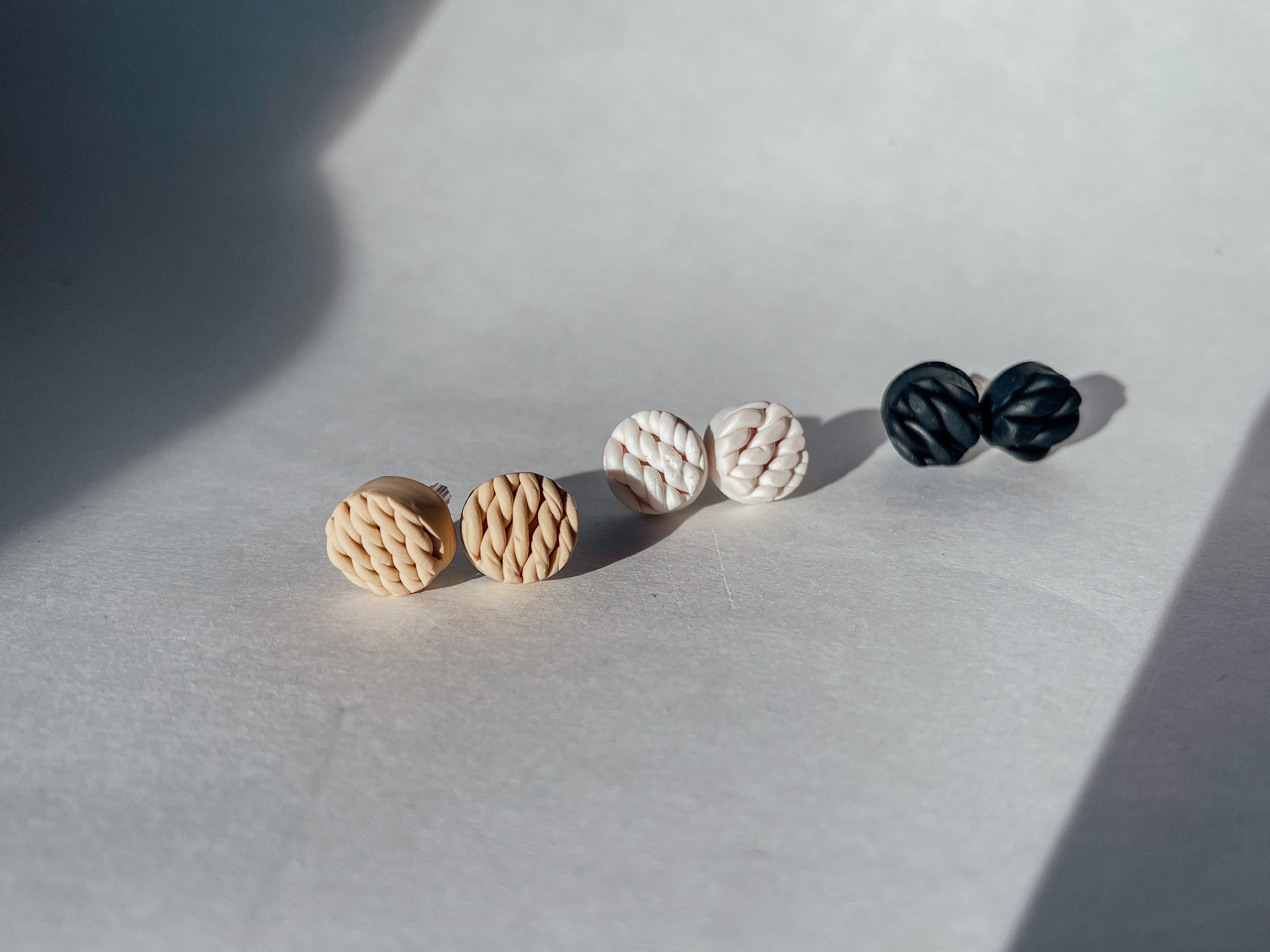 LivCreated – wholesale Stud/post earrings – Knitted Studs | Handmade Polymer Clay Earrings4