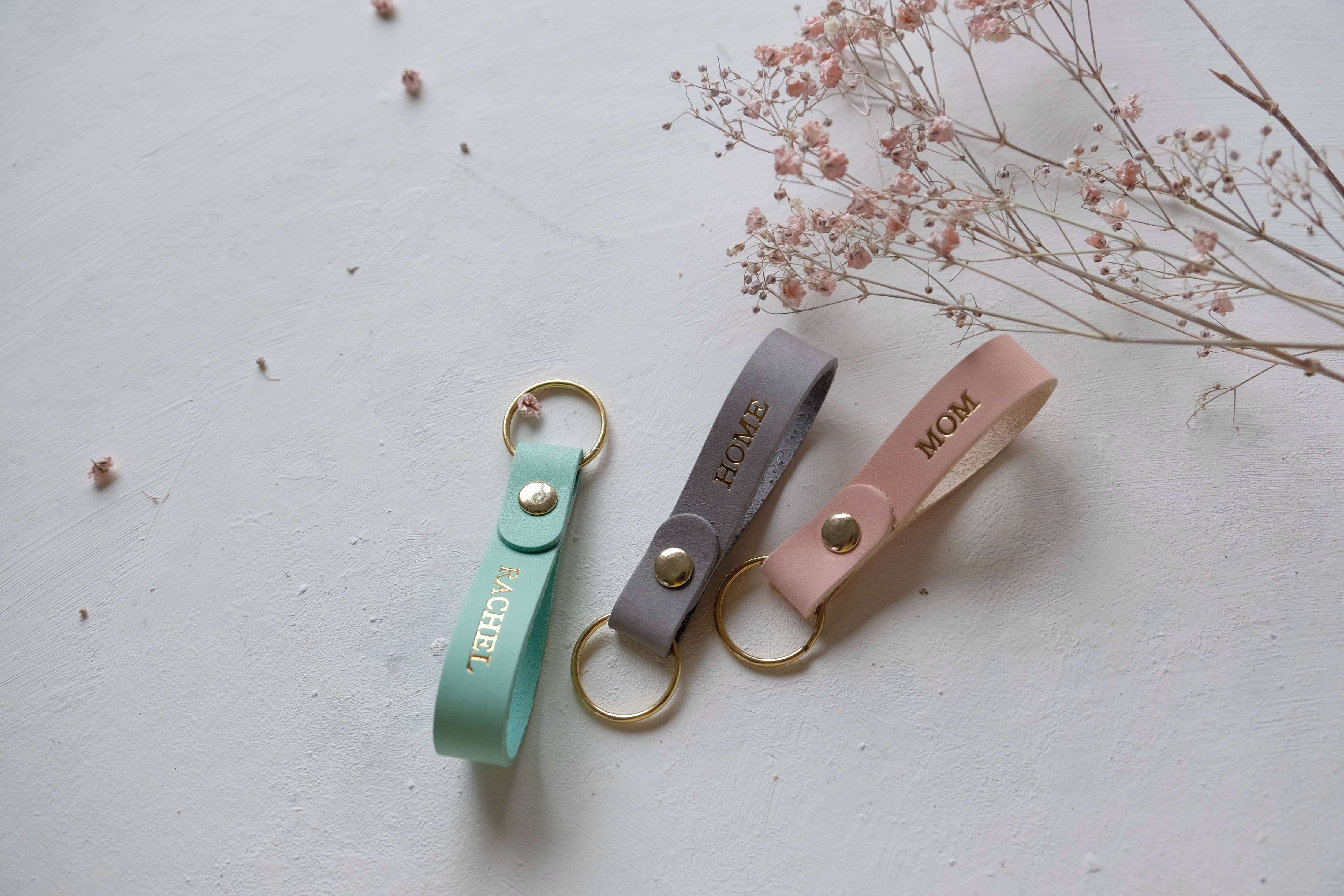 Moccaberry – wholesale Keychain – Women's – Gold Foil Leather Keychain with Custom Text5