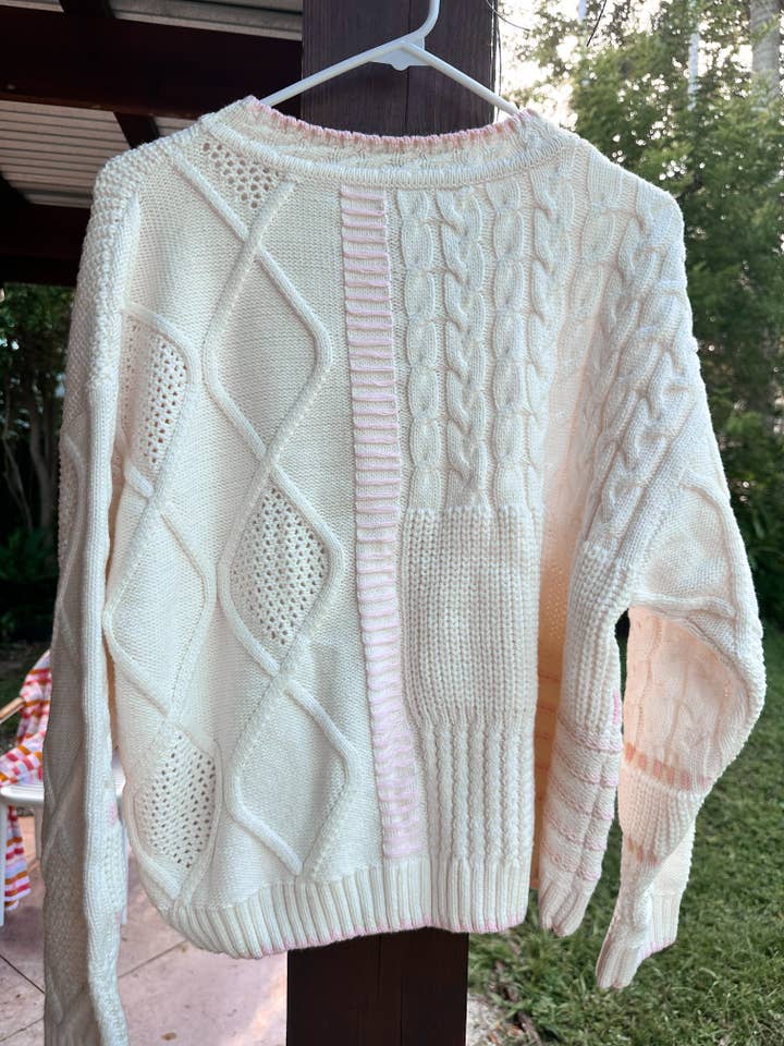 Ivory Light Pink Simple Girly Sweater for wholesale on Faire2