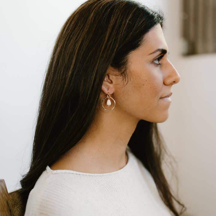 Mira Kauai - Wholesale Dangle Earrings - Circle with Pikake Earrings4