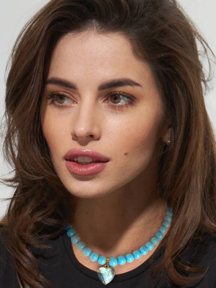 Turquoise Heart Set - 8mm Round for wholesale by Ann St. John Jewelry