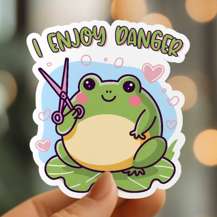 Funny I Enjoy Danger Vinyl Sticker for wholesale by Mystical Monkey Toes