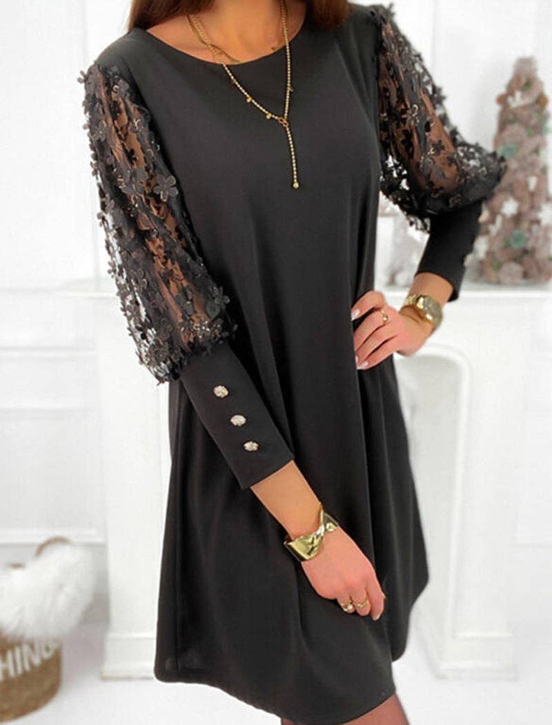 safistyle - Wholesale Dress - Women's - Floral Sleeve A-Line Mini Dress3