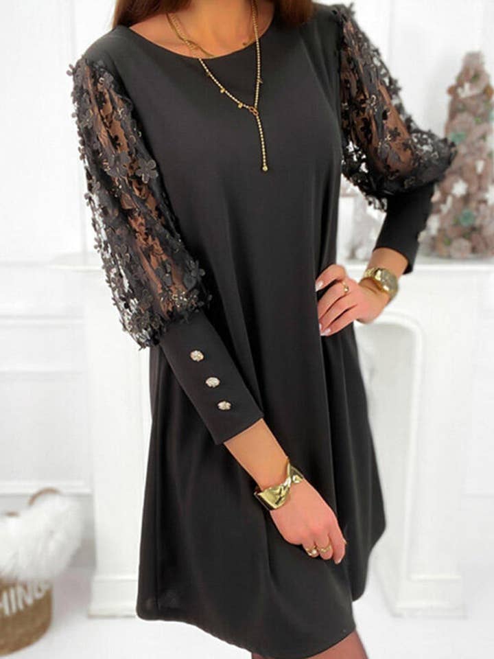 safistyle - Wholesale Dress - Women's - Floral Sleeve A-Line Mini Dress3