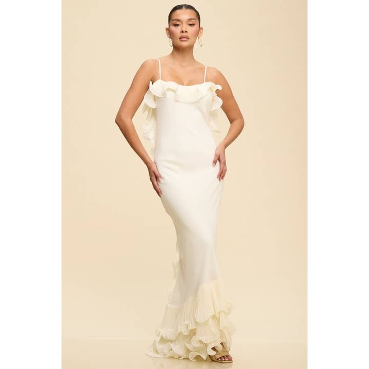 RUFFLED OPEN BACK MAXI DRESS for wholesale by Luxxel