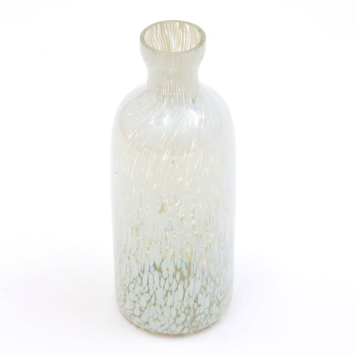 ExpoBazaar - Wholesale Vase - Ivory Splutter Glass Vase - 4X10"