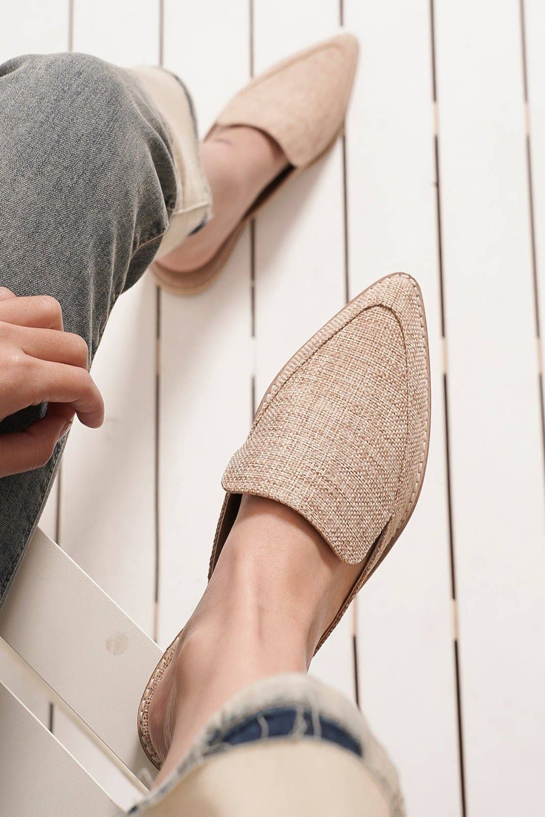 BEAST FASHION – Engroshandel Flade sko - Dame – GRIM-10 mule loafers med tekstureret stofoverdel8