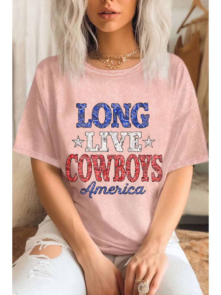 Rustee Clothing – wholesale Screen printed t-shirt – Women′s – LONG LIVE COWBOY BANDANA MINERAL GRAPHIC TSHIRTS7