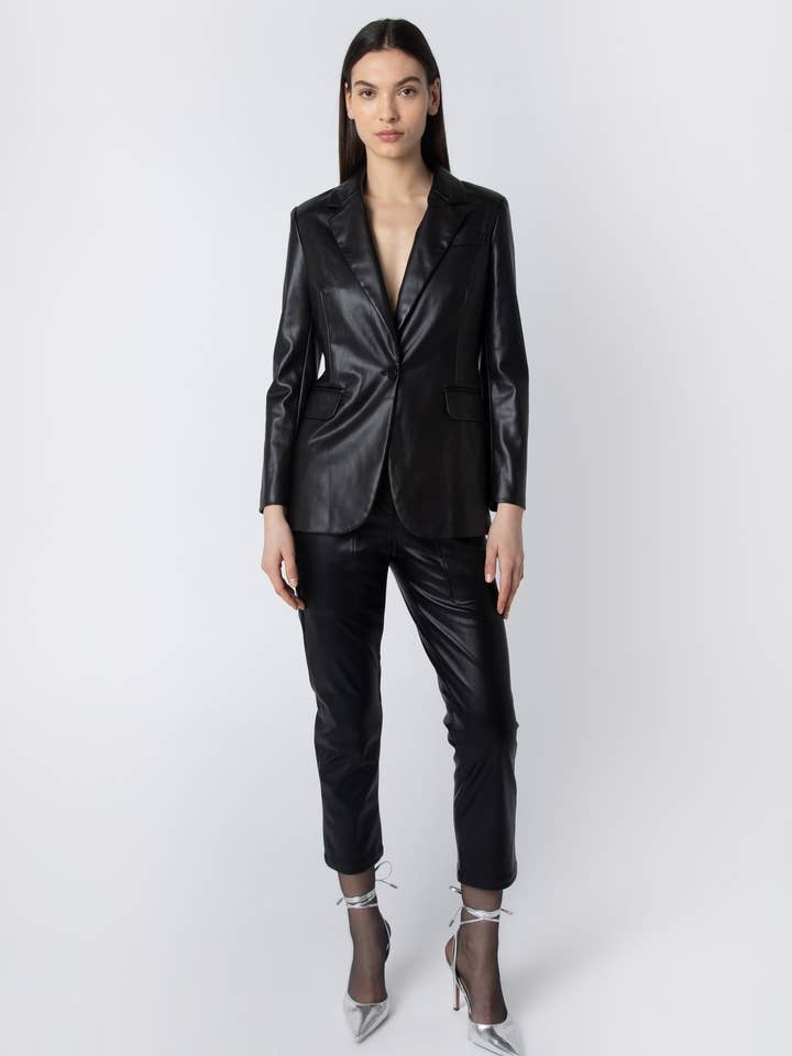 Zoe High Waist Tapered Faux Leather Pants for wholesale by Amy Lynn