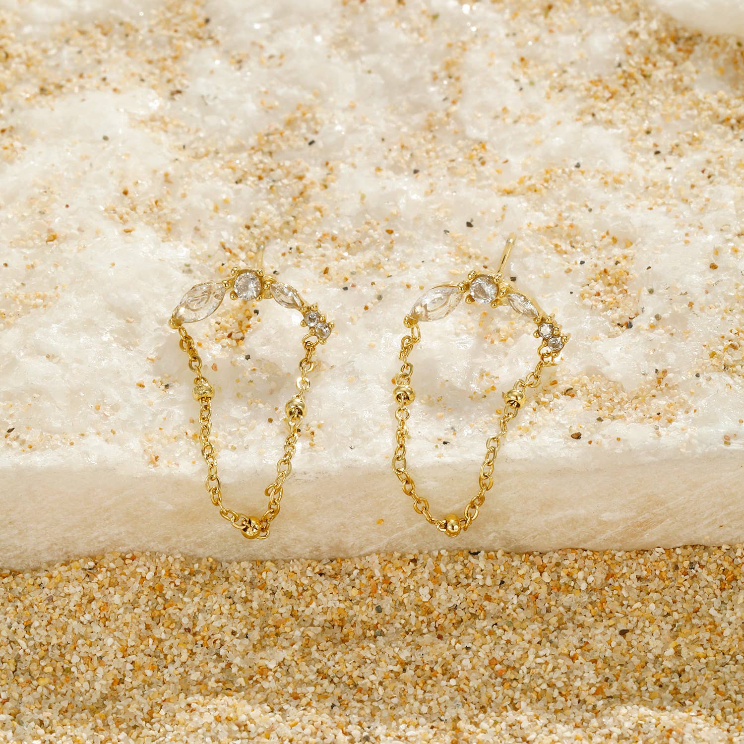 Gold Stainless steel crystal earrings - BO100255 for wholesale on Faire0